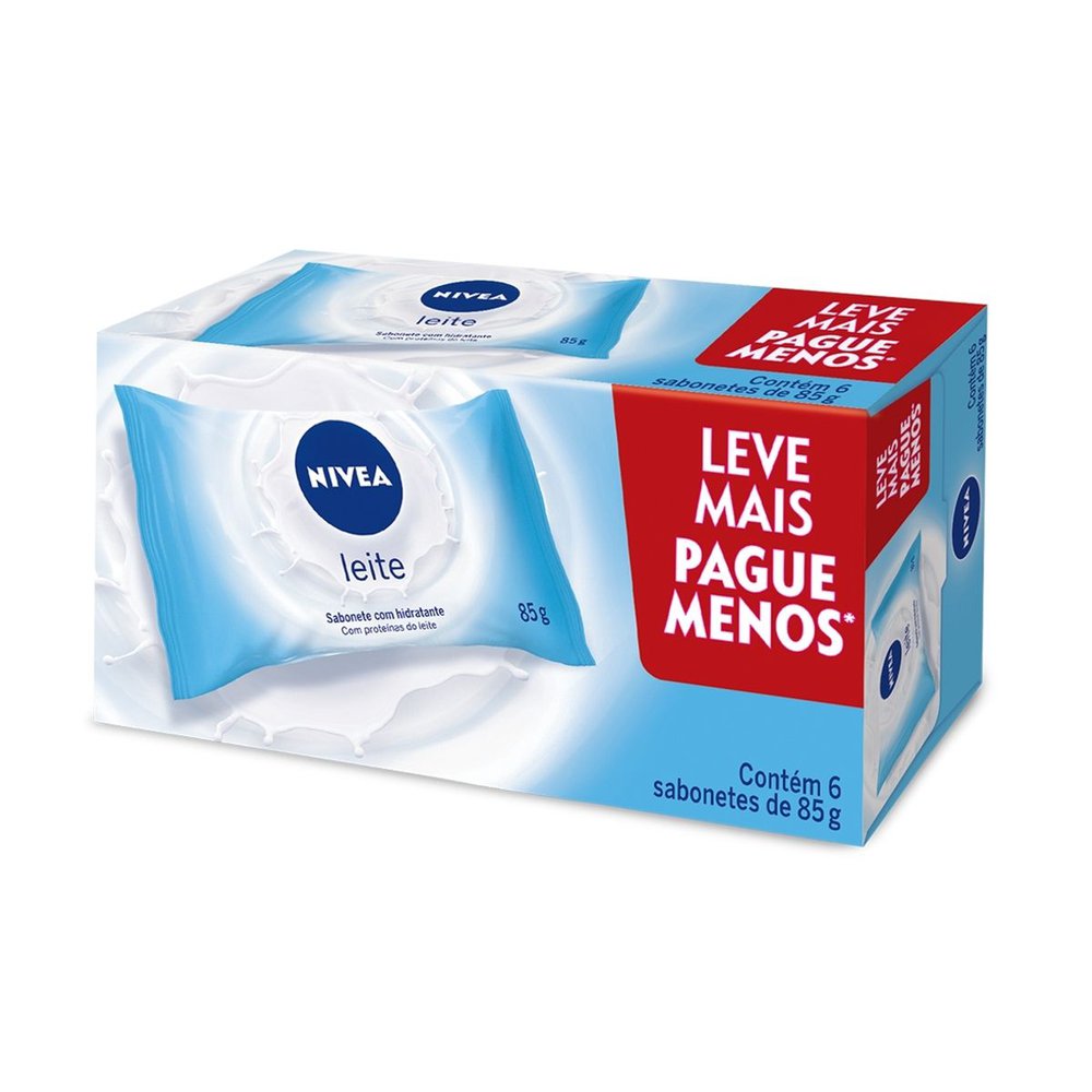 Sabonete em Barra Hidratante Leite Nivea Pacote 6 Unidades 85g