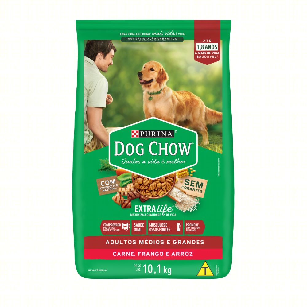 Ração para Cães Adultos Raças de Médio e Grande Porte Dog Chow 10,1kg