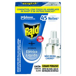 Repelente Líquido Elétrico 45 Noites Raid 32,9ml Refil