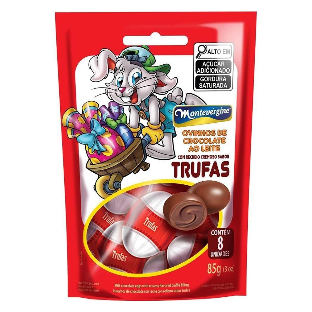 Ovinhos de Chocolate Recheio Trufas Montevérgine 85g