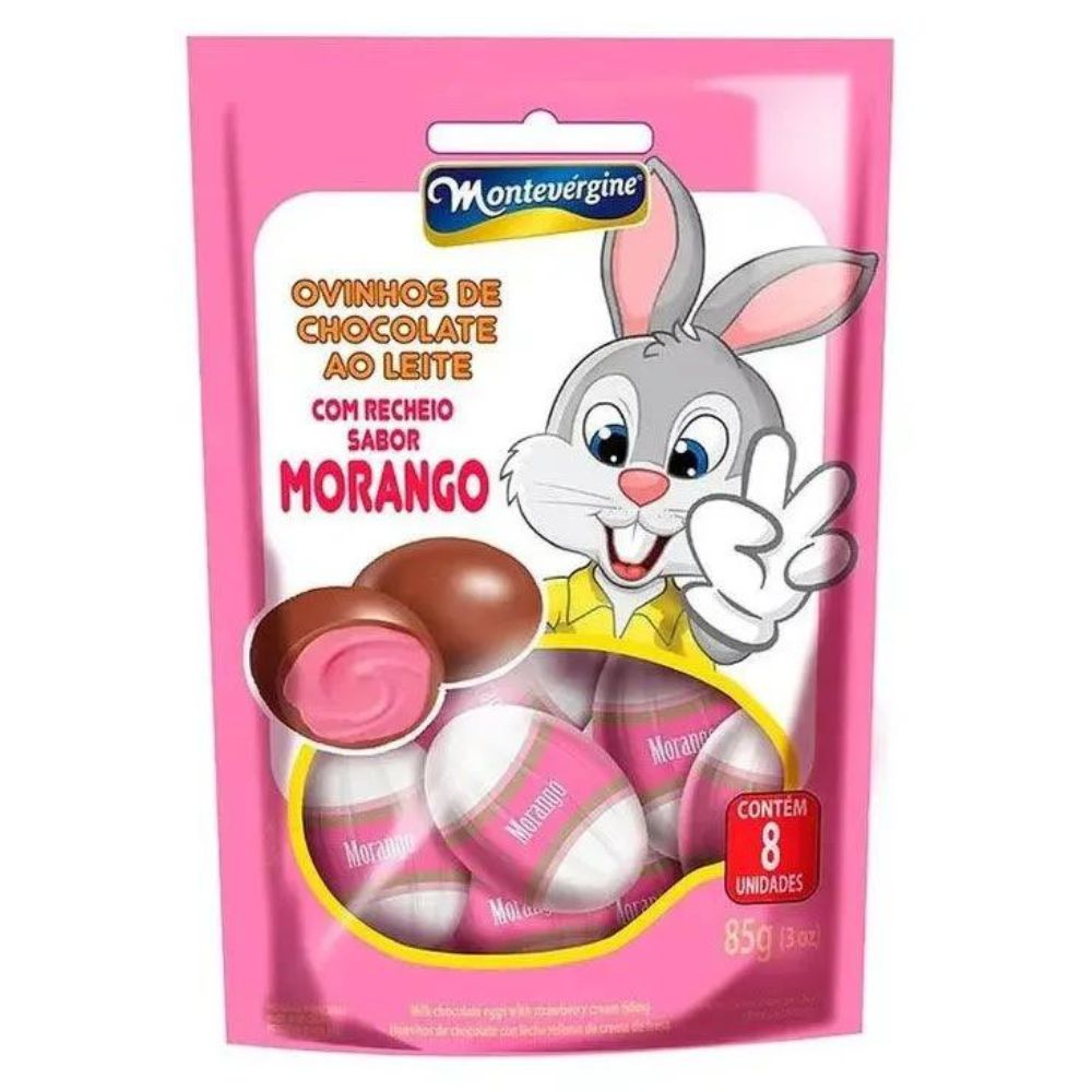 Ovinhos de Chocolate Recheio Morango Montevérgine 85g