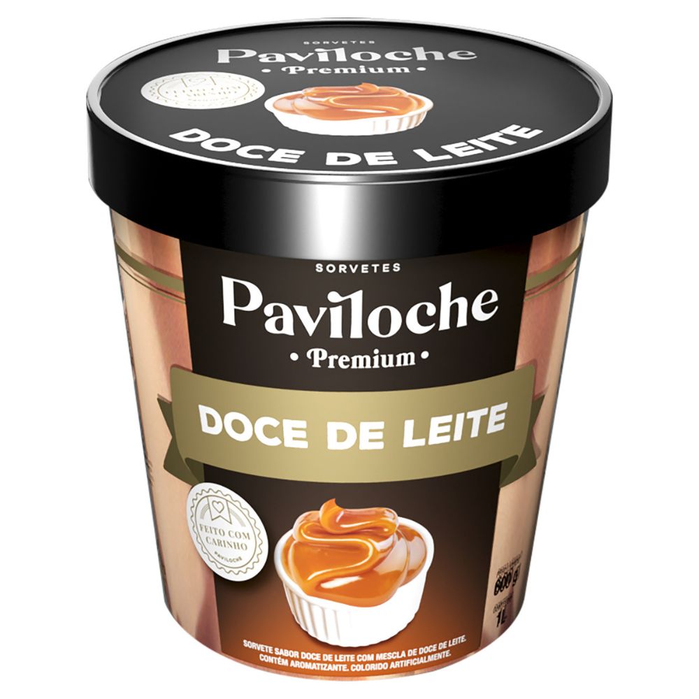 Sorvete Doce de Leite Paviloche Premium Pote 1L
