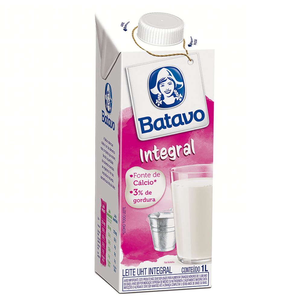 Leite UHT Integral Batavo Caixa com Tampa 1L