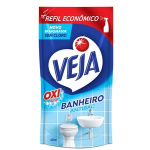 Branqueador Banheiro Veja Antibac Sachê 400ml Refil Econômico