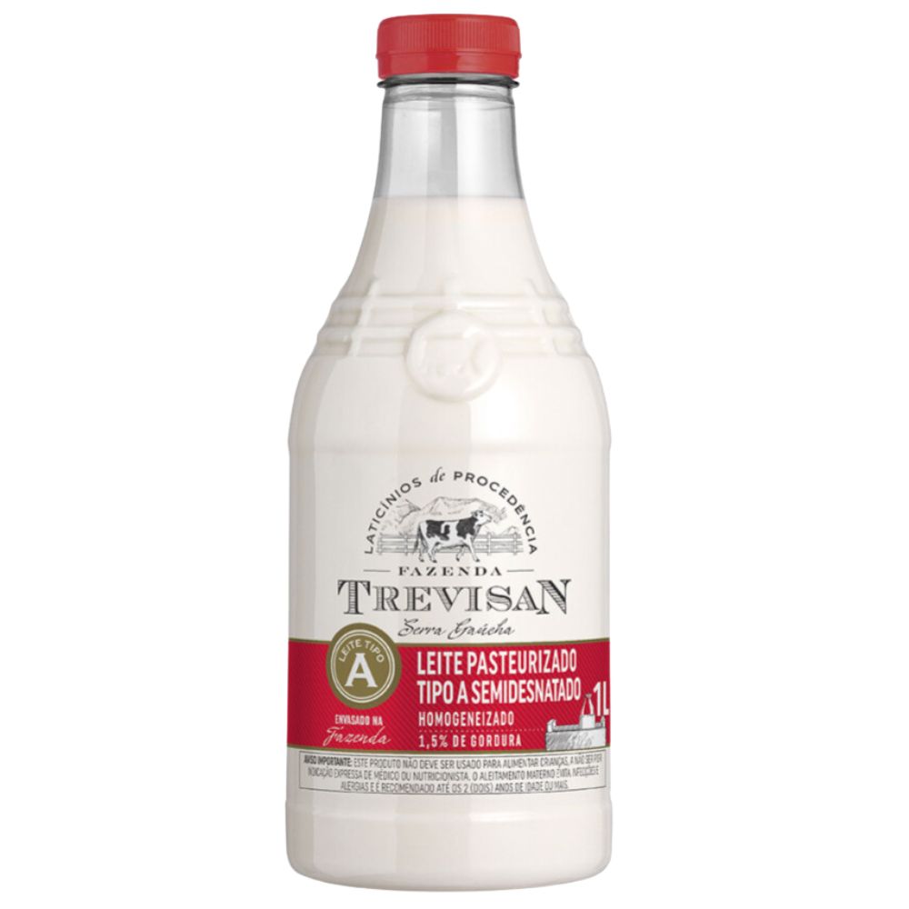 Leite Pasteurizado Tipo A Semidesnatado Fazenda Trevisan 1L