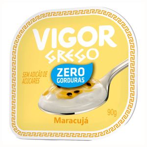 Iogurte Desnatado Grego Calda Maracujá Vigor Pote 90g