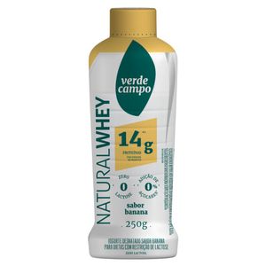 Iogurte Desnatado Banana Zero Lactose Verde Campo Natural Whey 14g de Proteína Frasco 250g