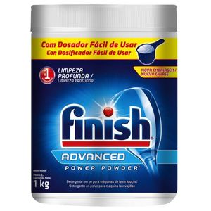 Detergente em Pó para Máquina de Lavar Louças Finish Power Powder Advanced Pote 1kg