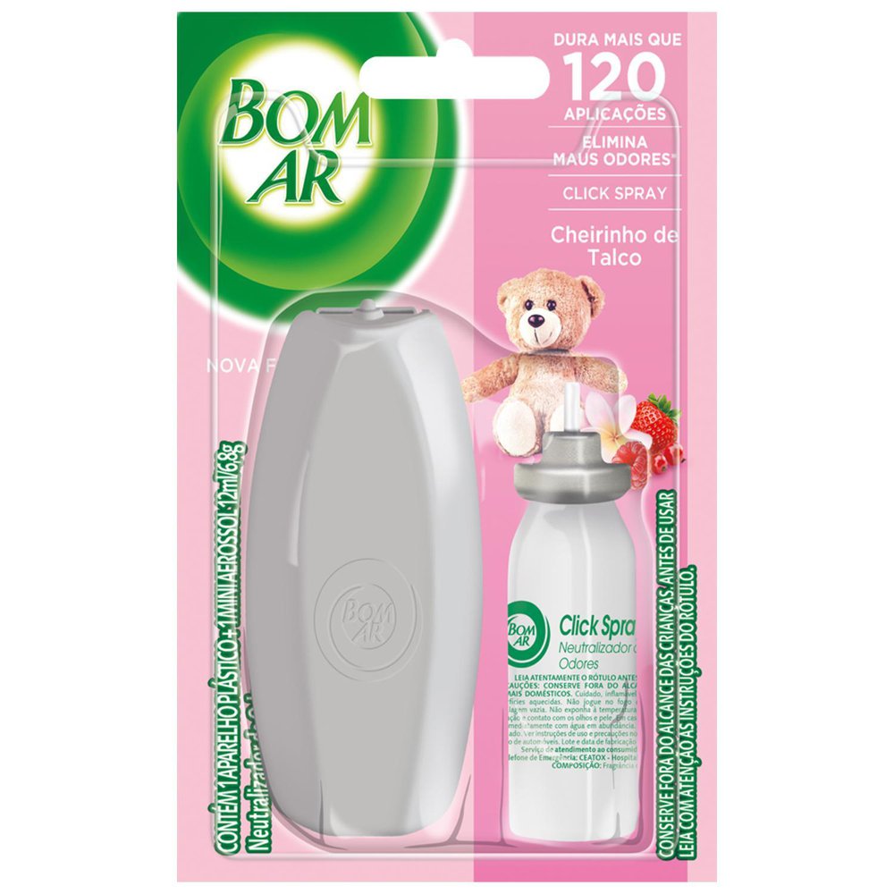Aparelho e Neutralizador de Ambiente Cheirinho de Talco Click Spray Air Wick Bom Ar Blister 12ml