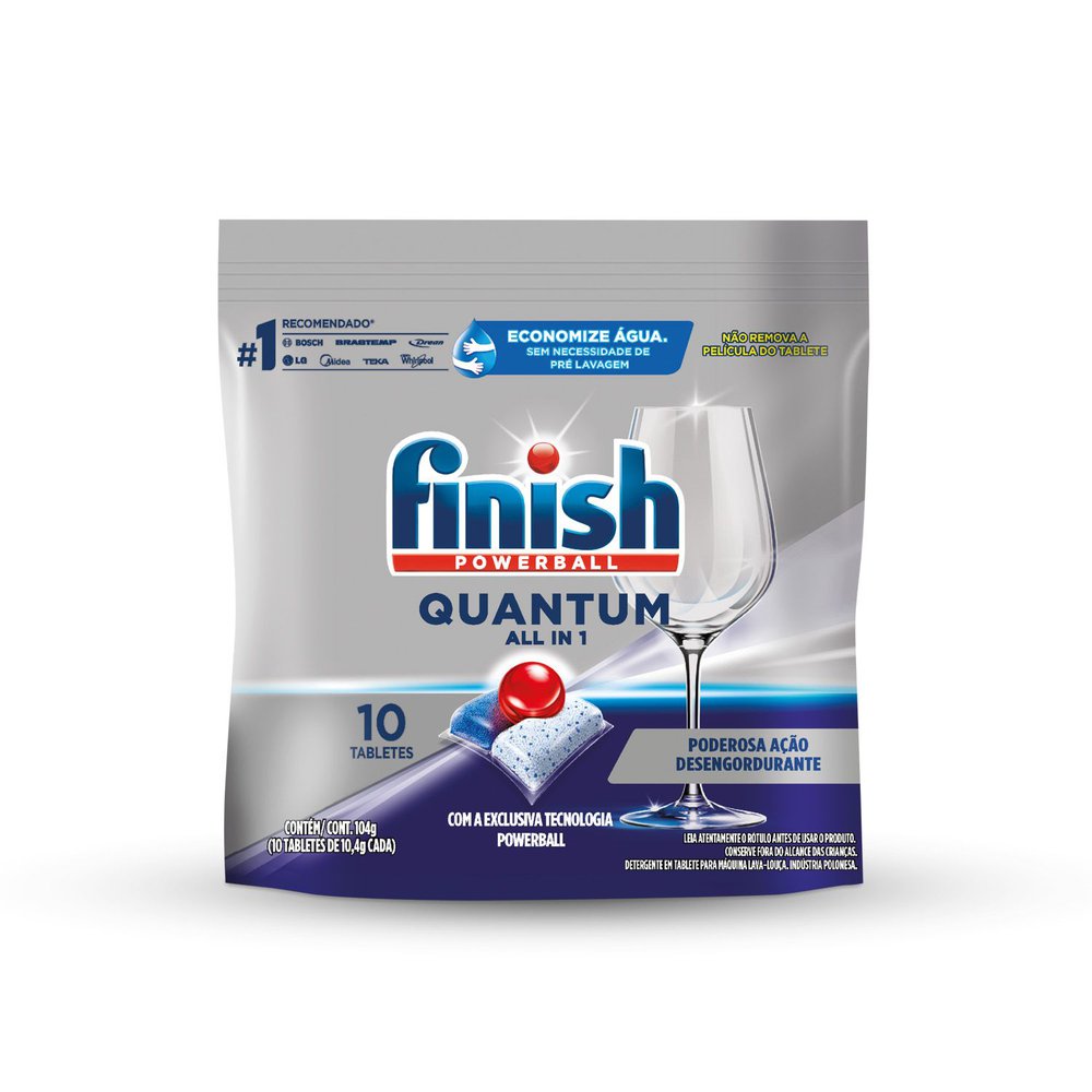 Detergente Finish Quantum All In 1 Pouch 104g 10 Tabletes