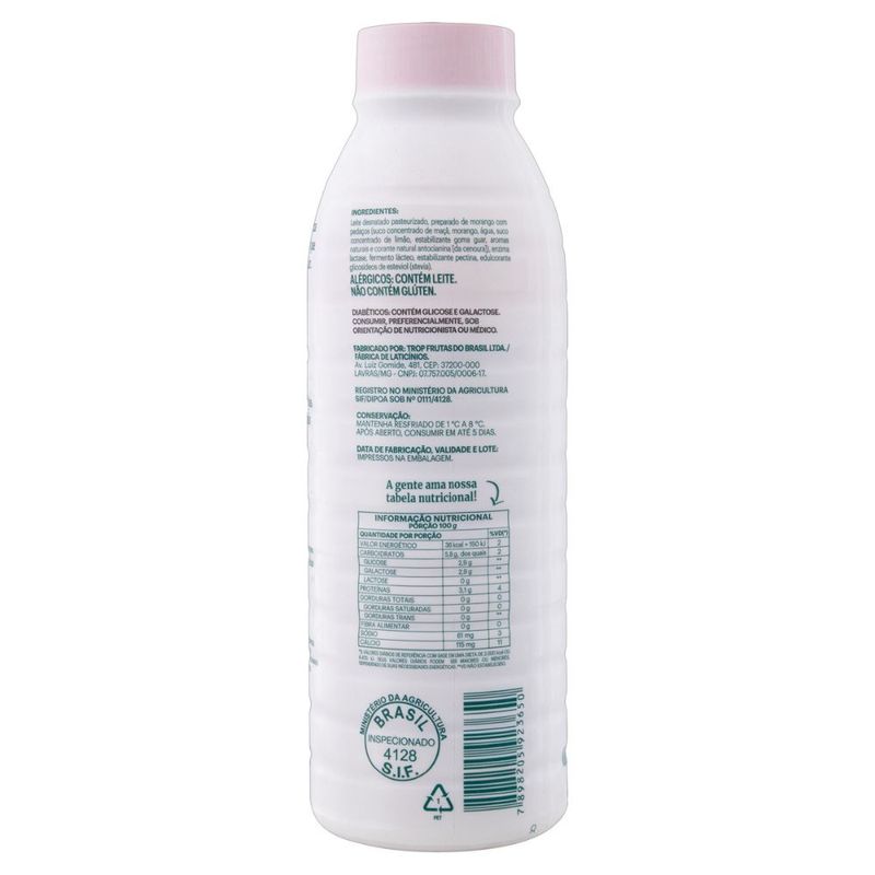Iogurte Desnatado Morango Zero Lactose Verde Campo Lacfree Garrafa