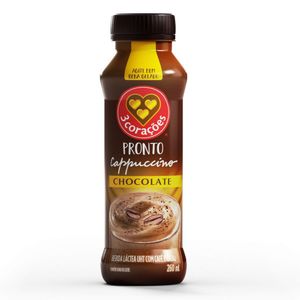 Bebida Láctea UHT Cappuccino Chocolate 3 Corações Frasco 260ml