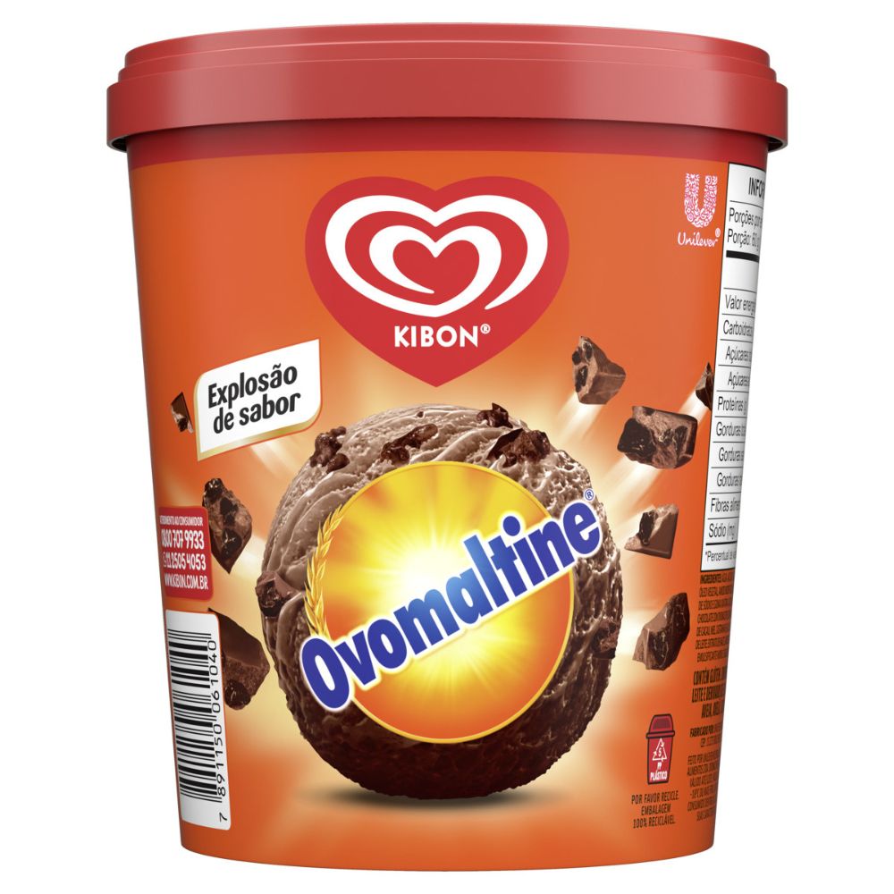 Sorvete Ovomaltine Kibon Pote 800ml