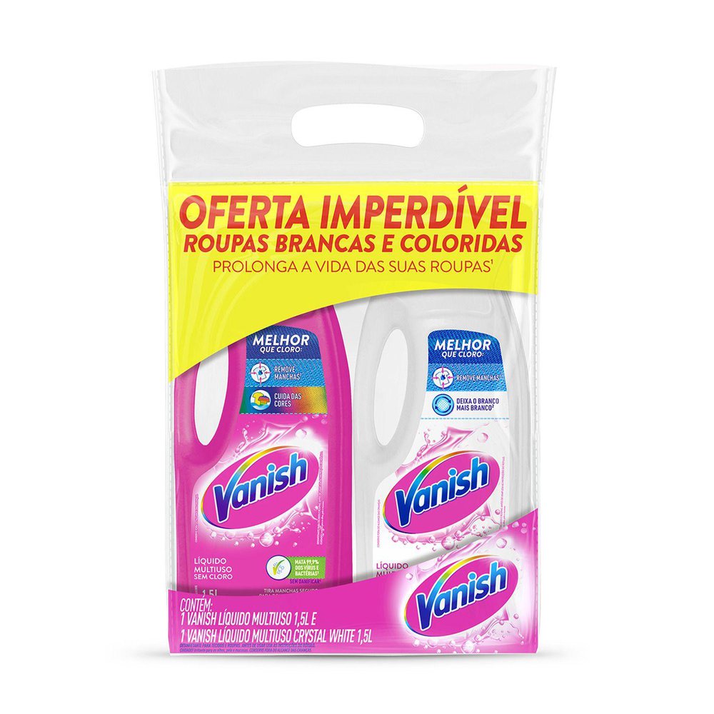 Tira Manchas Gel Vanish Multiuso para Roupas Brancas e Coloridas - 2 unidades de 1,5L