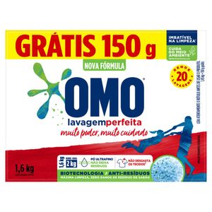 Lava-Roupas Pó Omo Lavagem Perfeita Caixa 1,6kg Grátis 150g