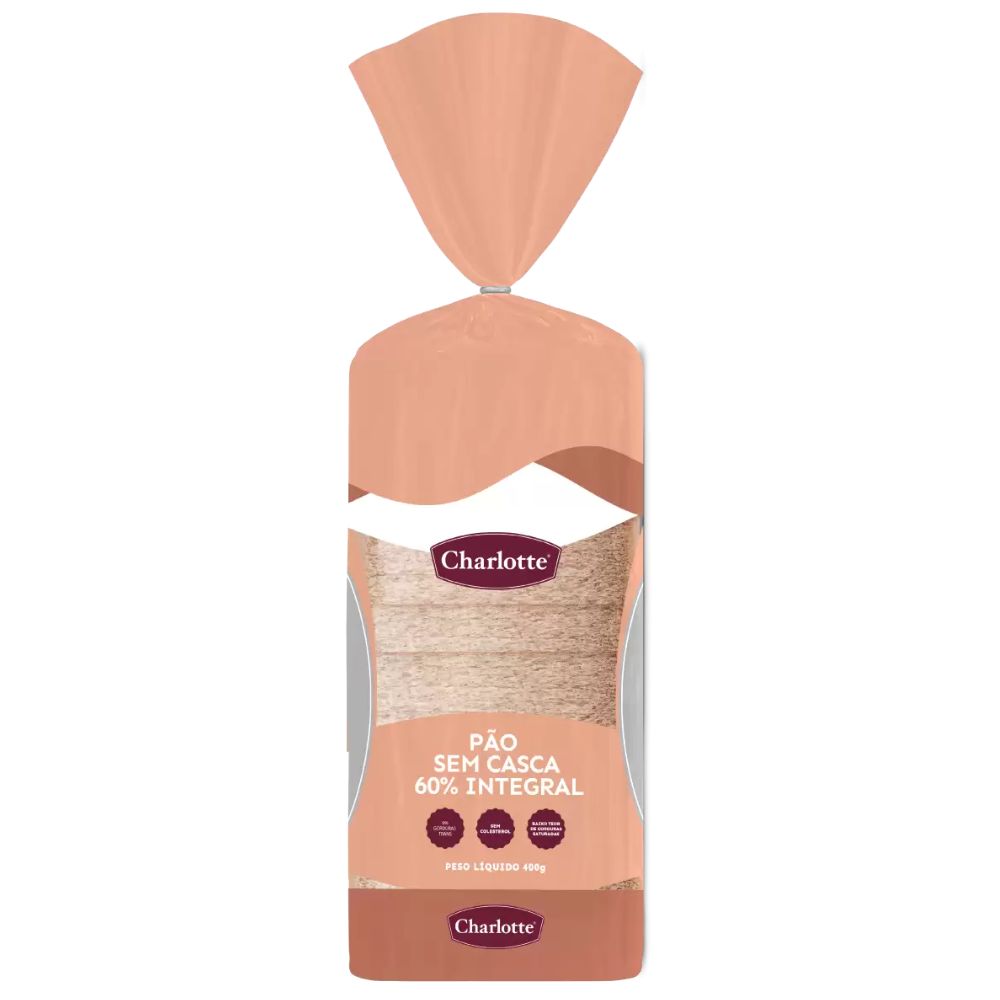 Pão Charlotte 60% Integral sem Casca 400g