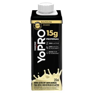 Bebida Láctea UHT Baunilha Zero Lactose Yopro Shake Caixa 250ml