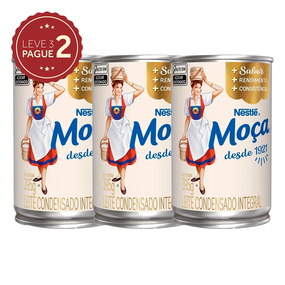 Leite Condensado Moça Tradicional Lata Abre Fácil 395g Leve 3 Pague 2 KIT PRONTO