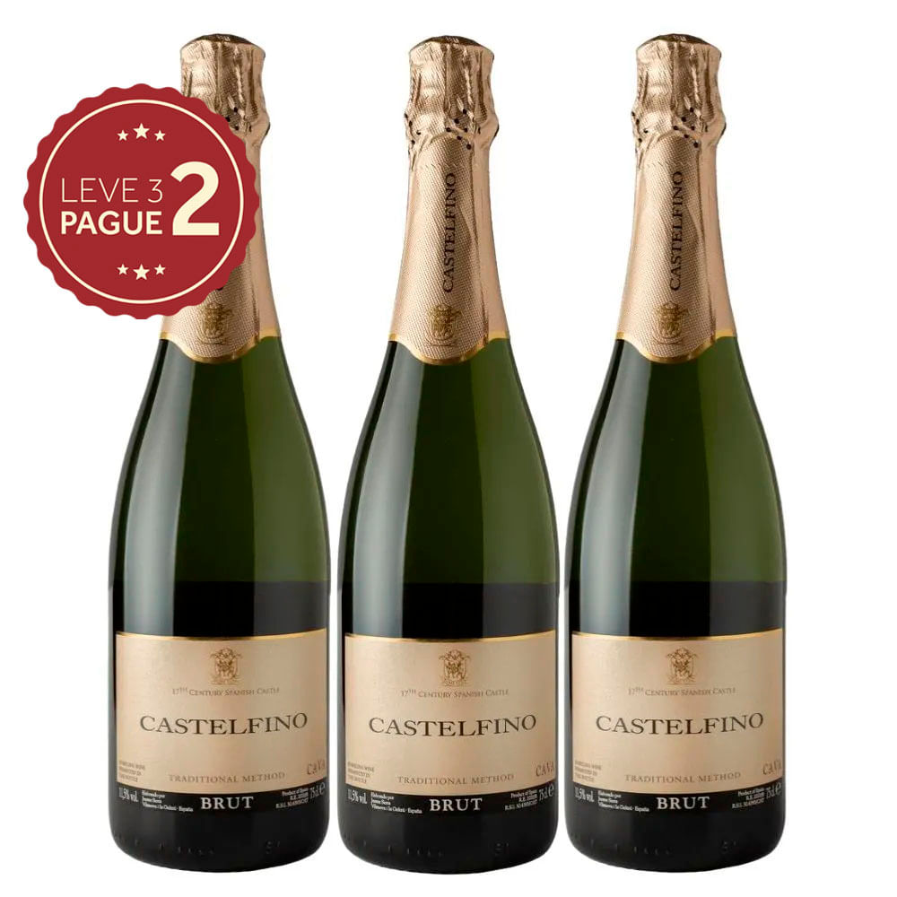 Espumante Espanhol Castelfino Jaume Serra Brut 750ml Leve 3 Pague 2 KIT PRONTO