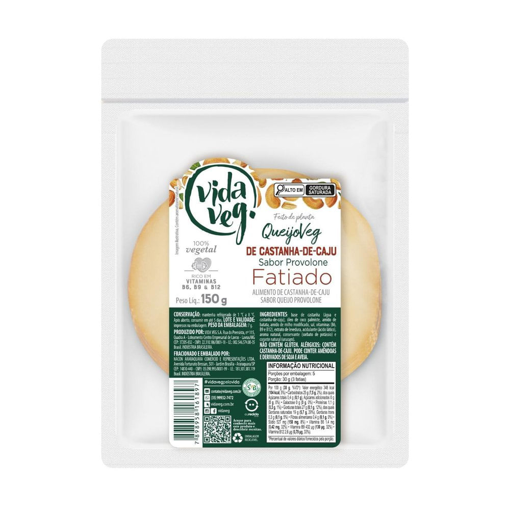 Queijo Provolone Fatiado Vegetal Vida Veg 150g