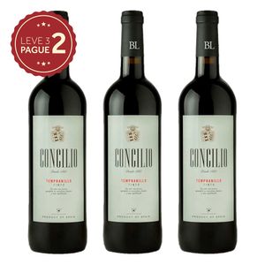 Vinho Espanhol Concilio Tempranillo Tinto 750ml Leve 3 Pague 2 KIT PRONTO