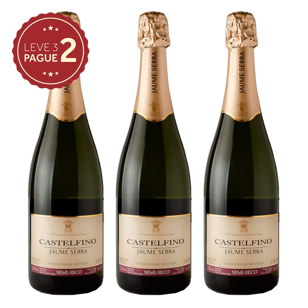 Espumante Espanhol Castelfino Jaume Serra Semi-Seco 750ml Leve 3 Pague 2 KIT PRONTO