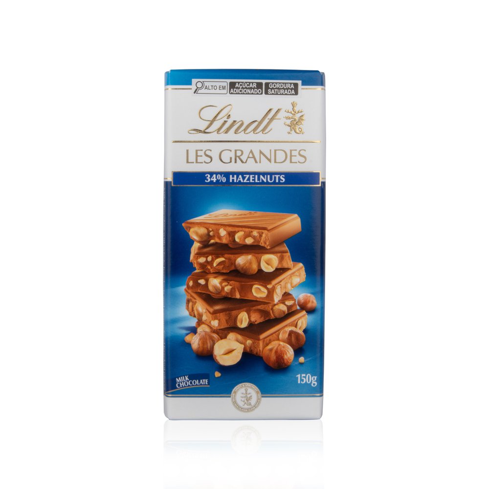 Chocolate Suíço ao Leite com Avelãs Lindt Les Grandes Cartucho 150g