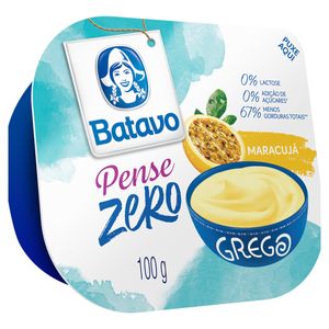 Iogurte Parcialmente Desnatado Grego Maracujá Zero Lactose Batavo Pense Zero Pote 100g