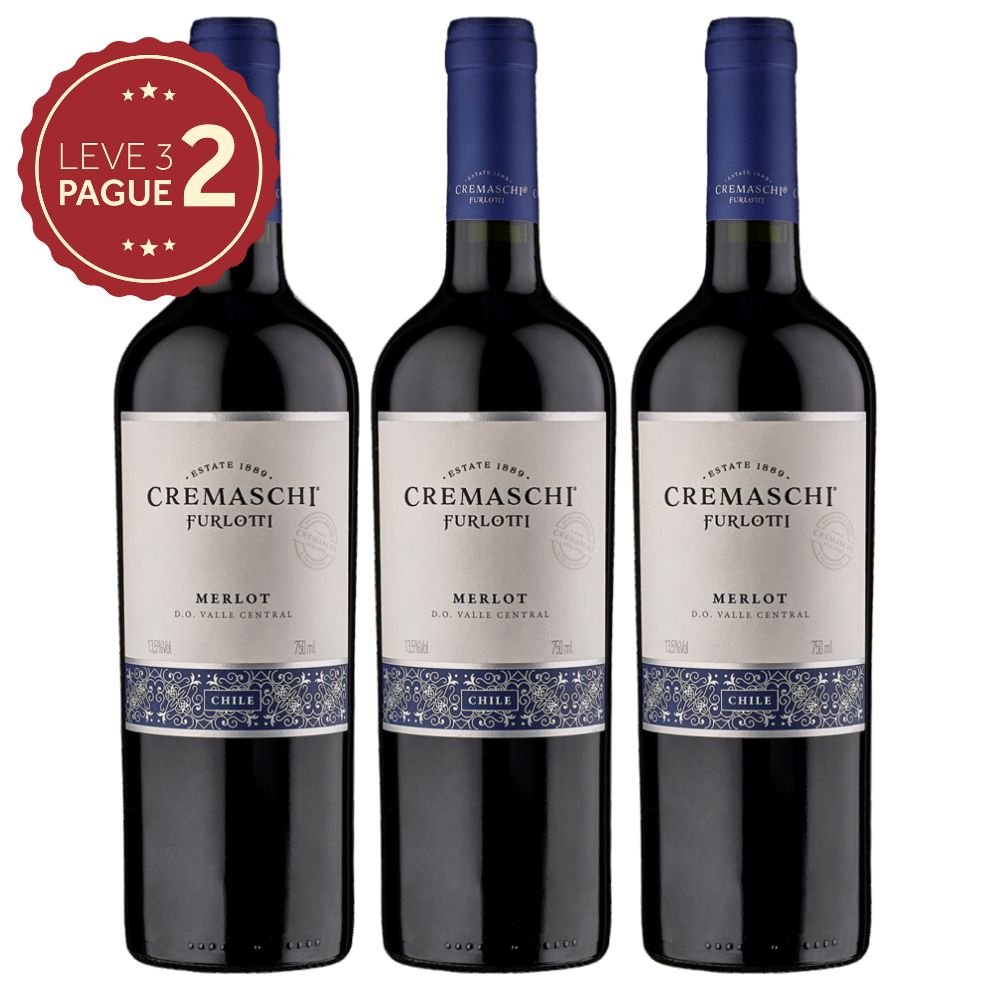 Vinho Chileno Cremaschi Furlotti Merlot 750ml Leve 3 Pague 2 KIT PRONTO