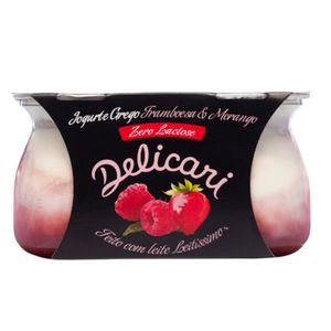 Iogurte Grego Zero Lactose Delicari Morango e Framboesa 340g