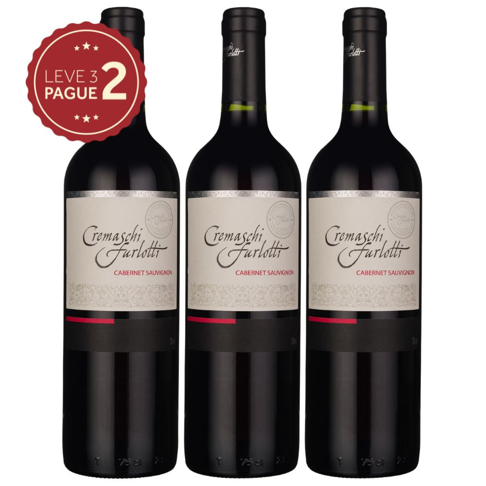 Vinho Chileno Cremaschi Furlotti Cabernet Sauvignon 750ml Leve 3 Pague 2 KIT PRONTO