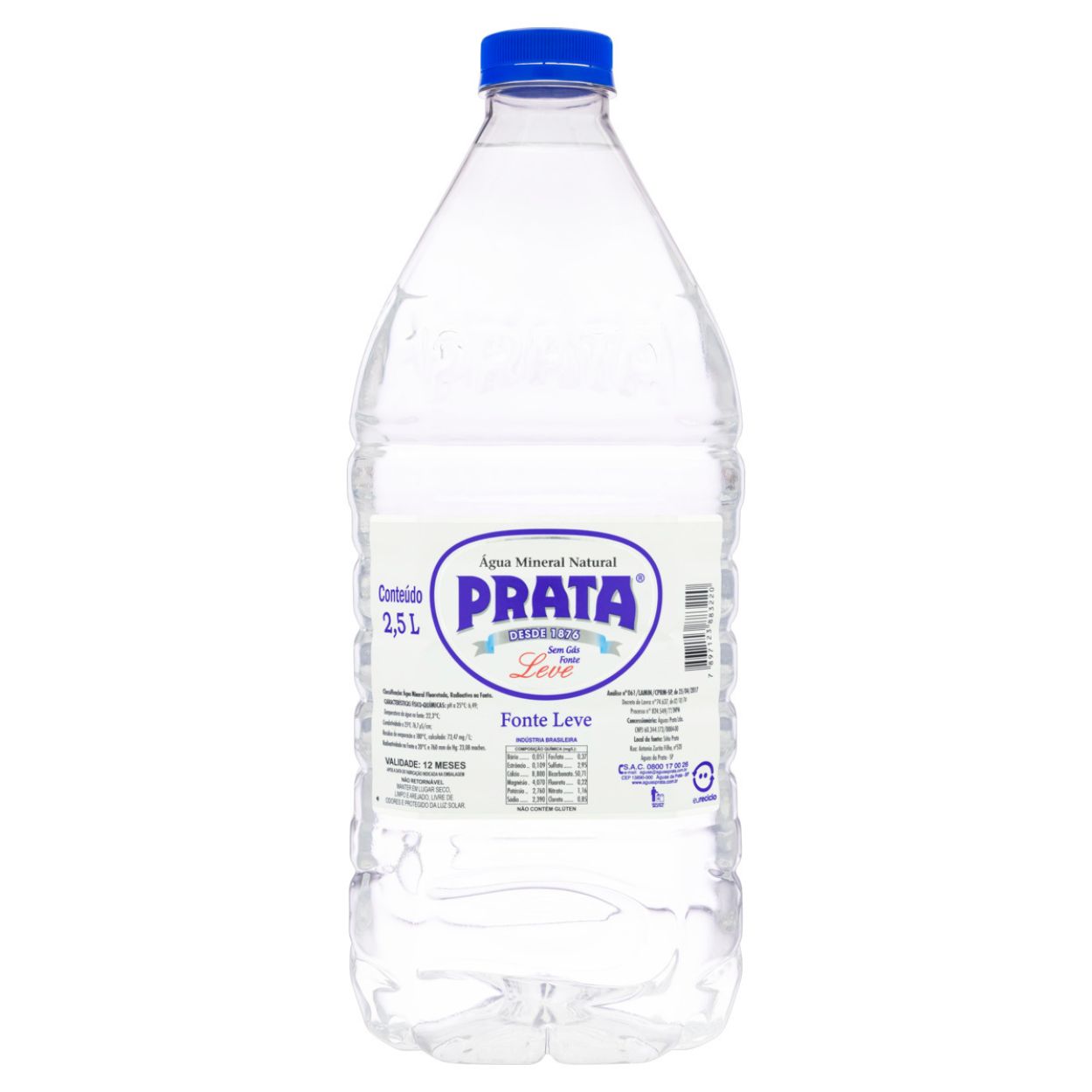 Água Mineral Natural sem Gás Prata Garrafa 2,5L