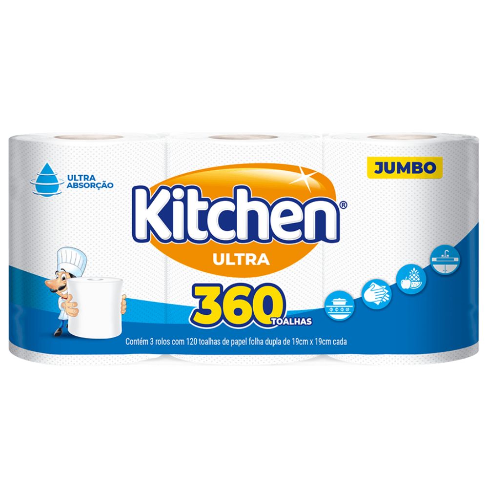 Papel Toalha Kitchen Jumbo Leve 360 Pague 330 Folhas