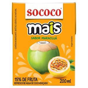 Água de Coco Maracujá Sococo Mais Caixa 200ml
