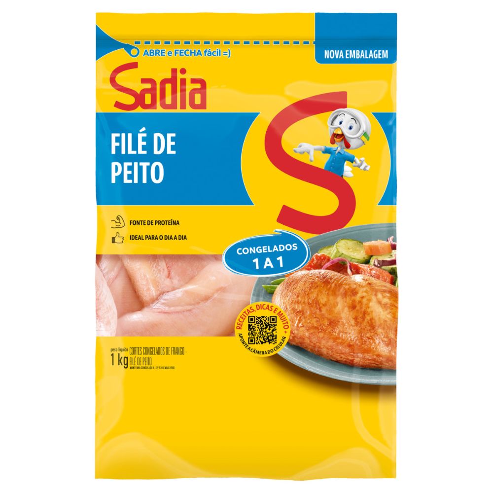 Filé de Peito de Frango Congelado sem Pele sem Osso Sadia 1kg