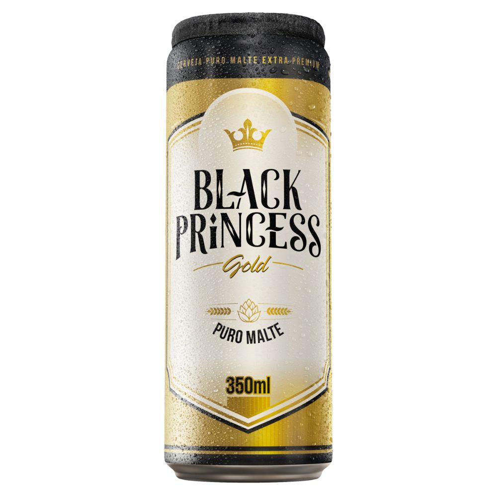 Cerveja Puro Malte Gold Black Princess Lata 350ml
