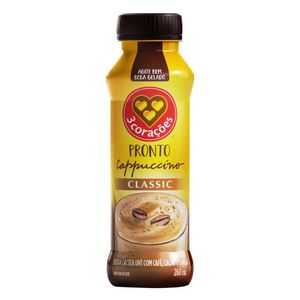 Bebida Láctea UHT Cappuccino Classic 3 Corações Frasco 260ml