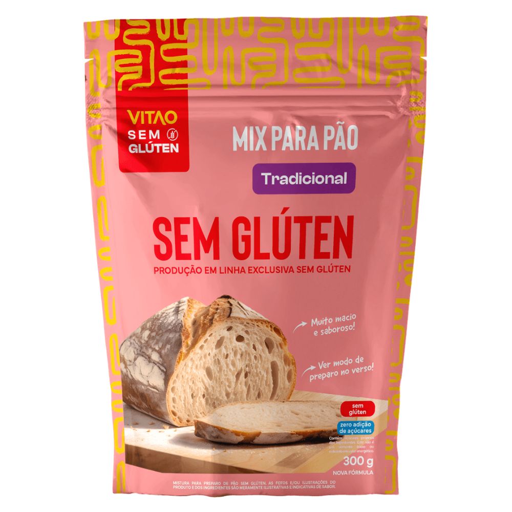 Mix para Pão Sem Glúten Tradicional Vitao Pacote 300g