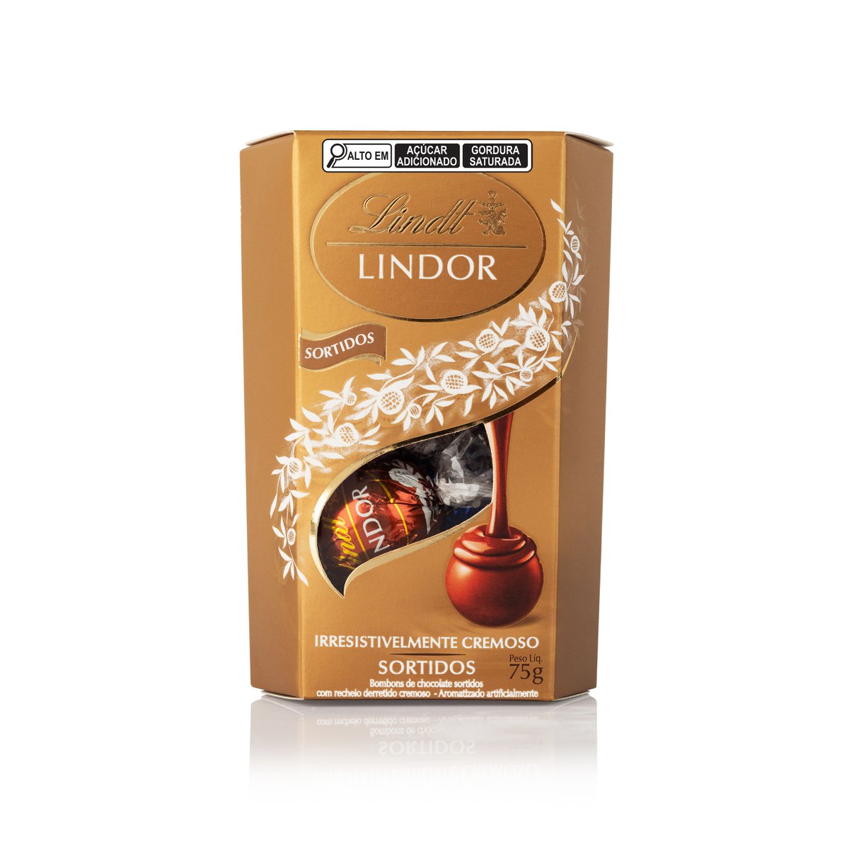 Caixa de Bombons Sortidos Lindt Lindor Cornet 6 unidades 75g