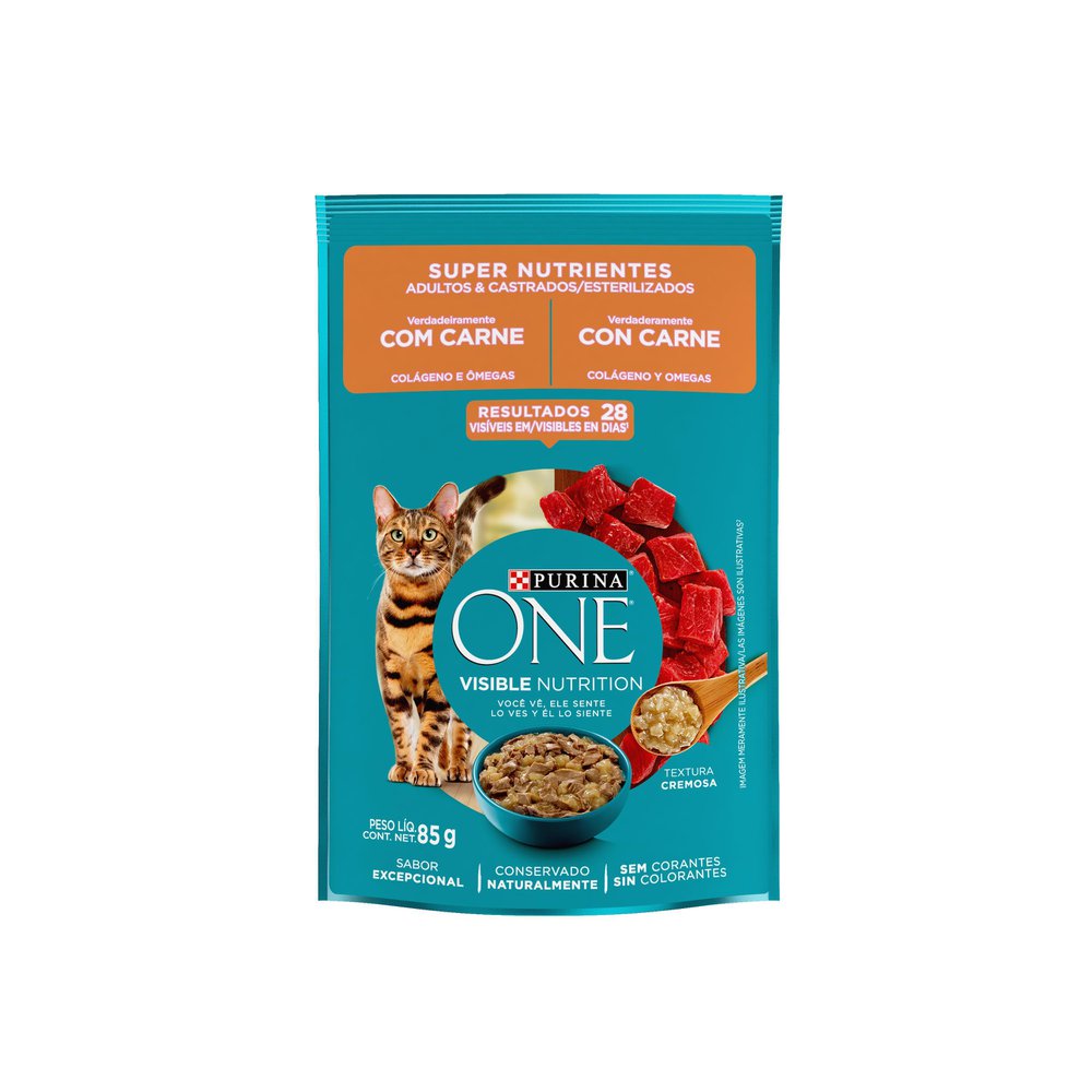 Ração Úmida Purina One Gatos Adultos E Filhotes Carne 85g