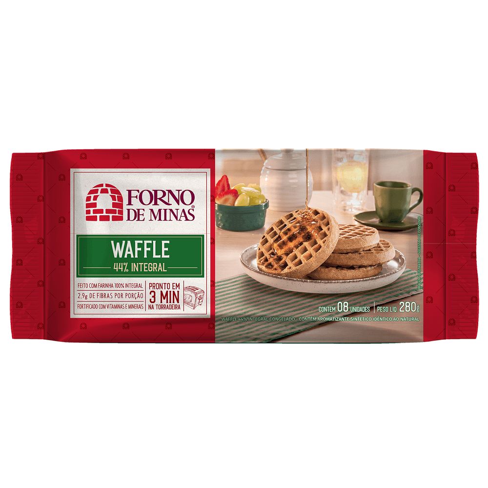 Waffle Congelado Integral Light Forno de Minas 8 Unidades Pacote 280g