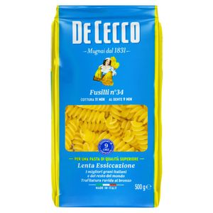 Macarrão de Sêmola de Trigo Durum Fusilli 34 De Cecco Pacote 500g