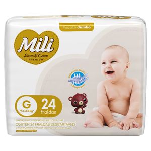 Fralda Descartável Mili Love & Care Premium G 24 Unidades