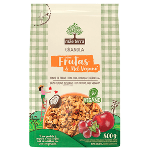 Granola Integral Frutas e Mel Vegano Mãe Terra Pacote 800g