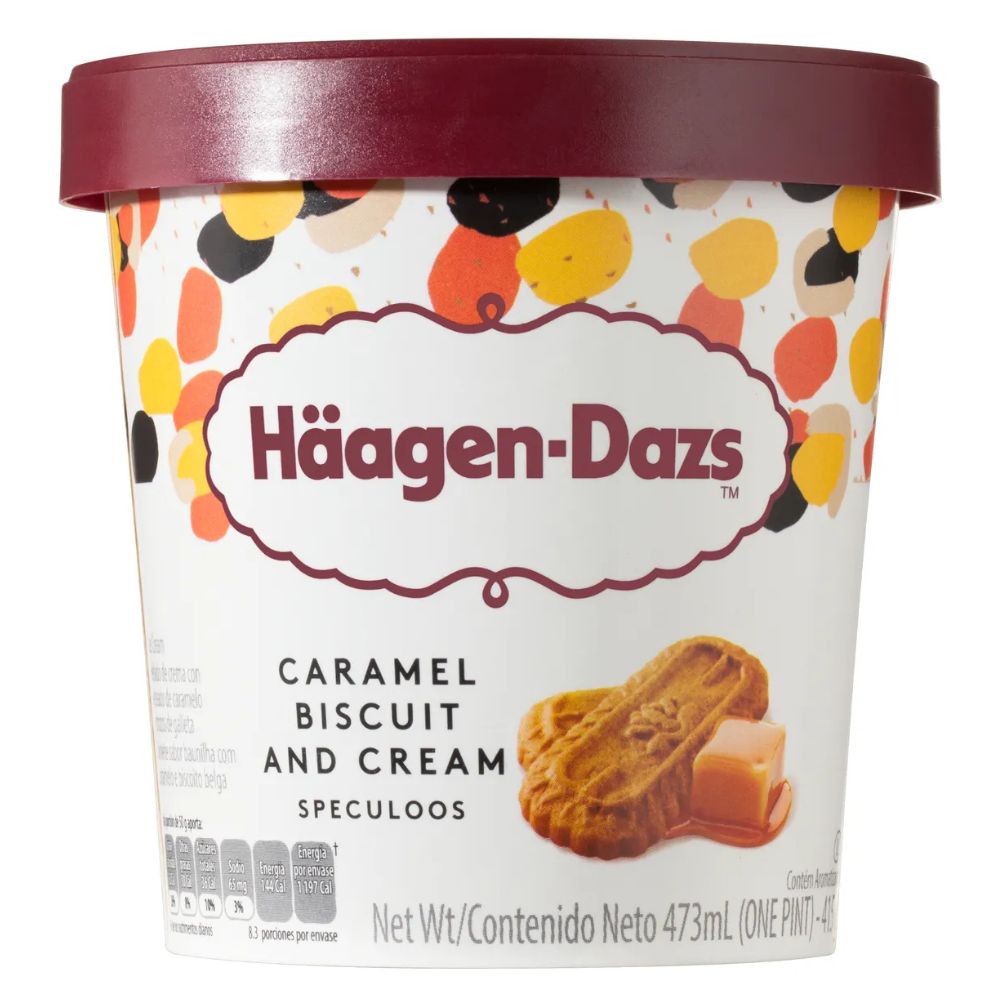 Sorvete Baunilha com Caramelo e Biscoito Belga Häagen-Dazs Pote 473ml