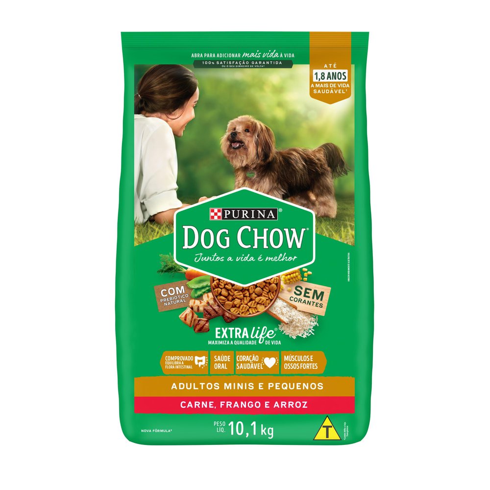 Ração para Cães Adultos Raças Pequenas Dog Chow Extra Life 10,1kg