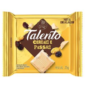 Chocolate Garoto Talento Branco com Cereais e Passas 25g