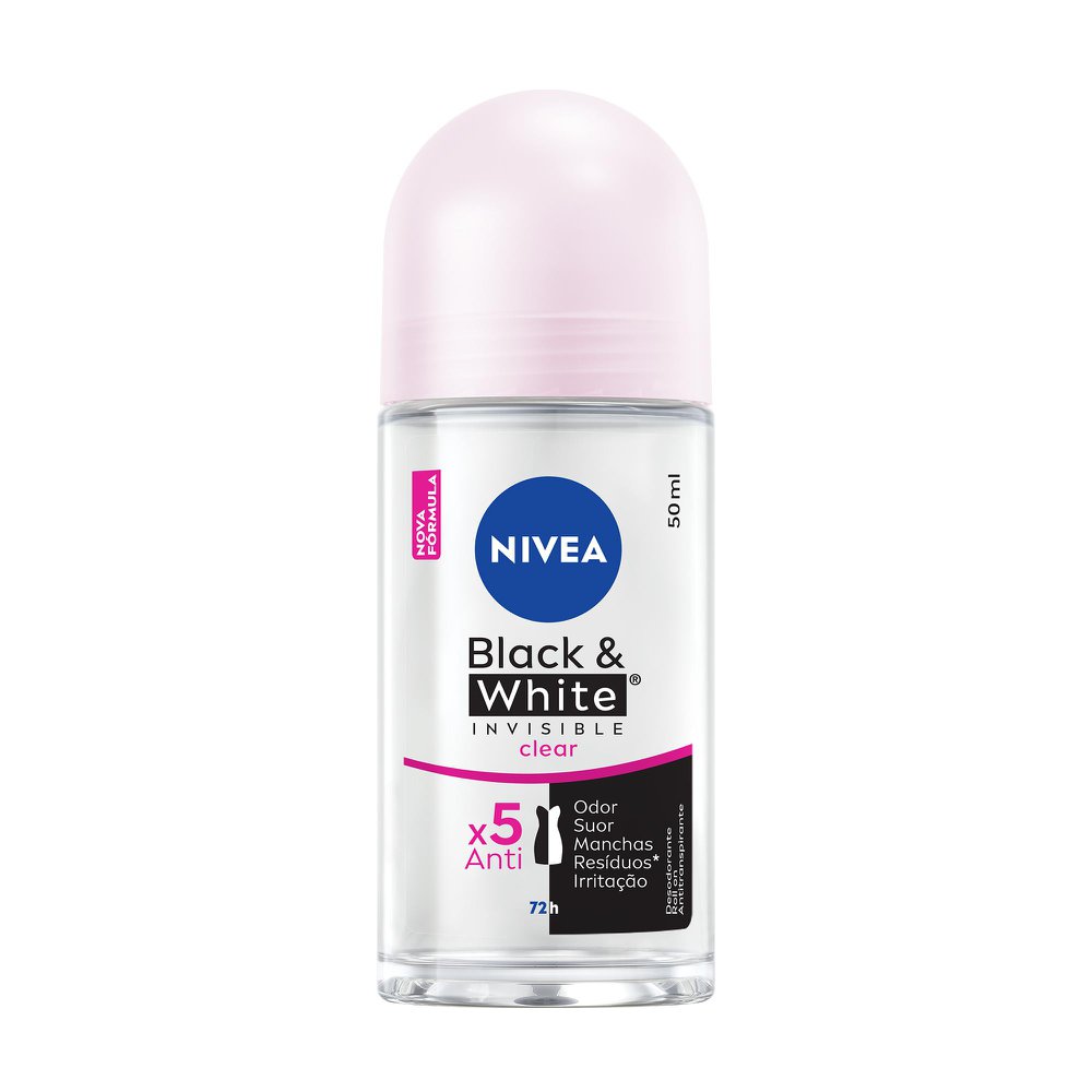 Antitranspirante Roll-On Nivea Invisible for Black & White Clear 50ml
