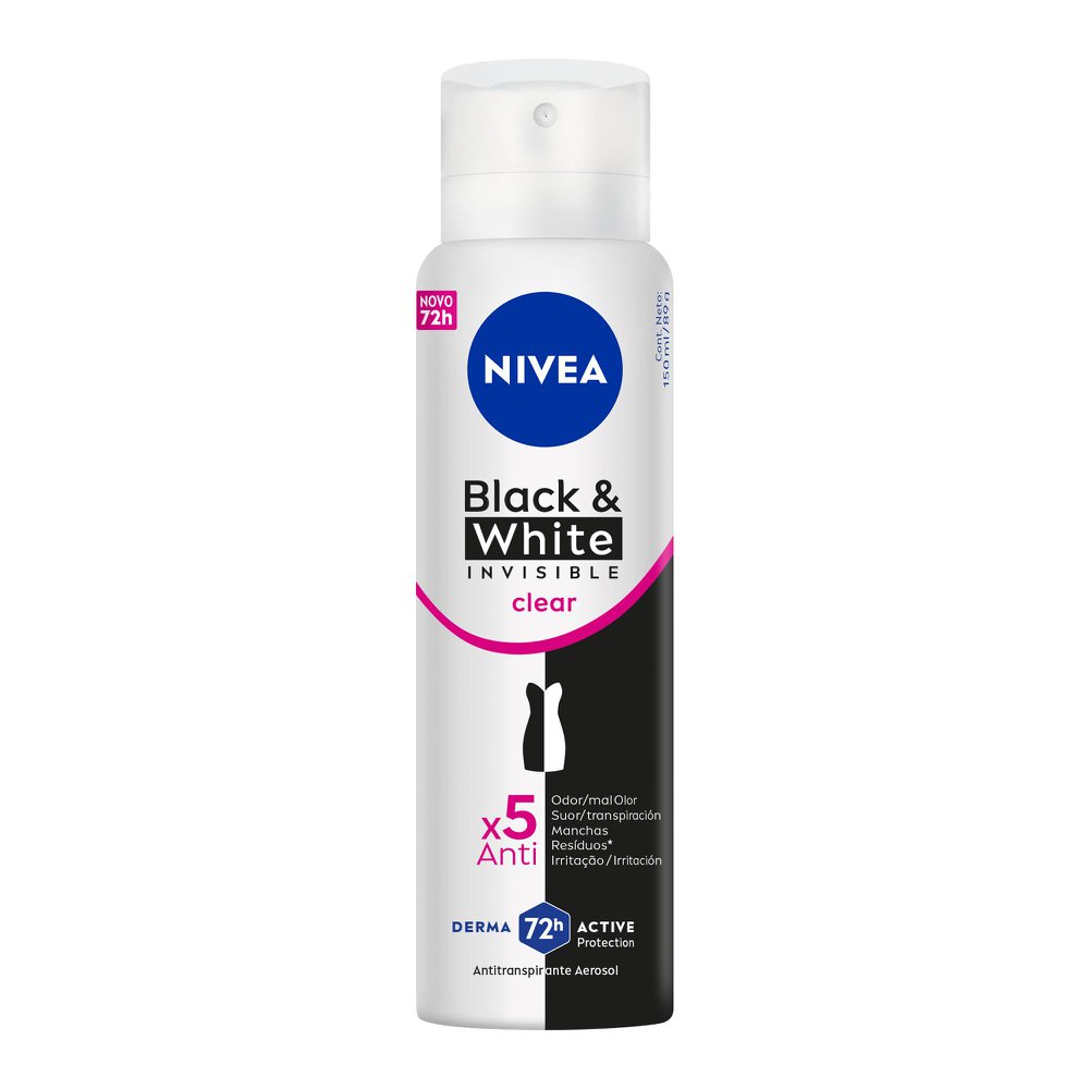Antitranspirante Aerossol Nivea Invisible for Black & White Clear 150ml