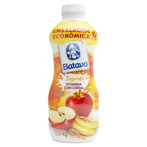Iogurte Parcialmente Desnatado Banana, Maçã e Cereal Batavo Garrafa 1,150kg Embalagem Econômica